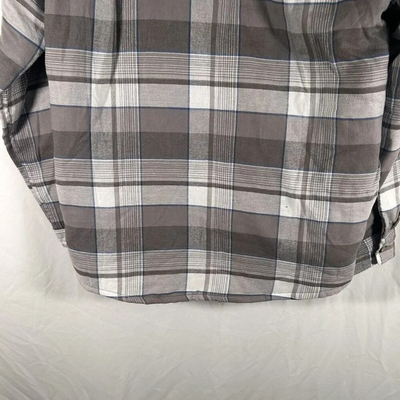Wrangler Jacket Men's Large Medium Grey Plaid Button Up Hooded Drawstring - Picture 7 of 8
